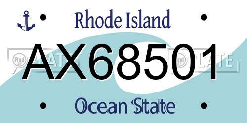 AX68501 Rhode Island License Plate