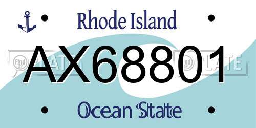 AX68801 Rhode Island License Plate