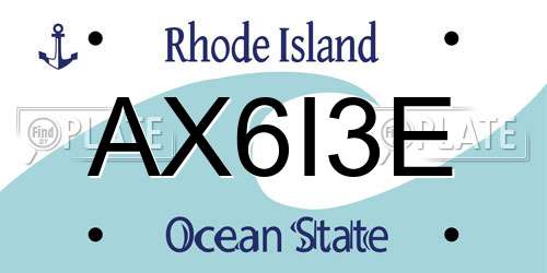 AX6I3E Rhode Island License Plate