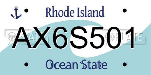 AX6S501 Rhode Island License Plate