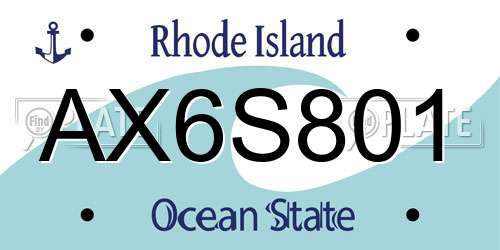 AX6S801 Rhode Island License Plate
