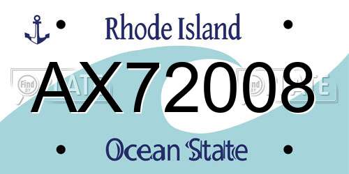AX72008 Rhode Island License Plate