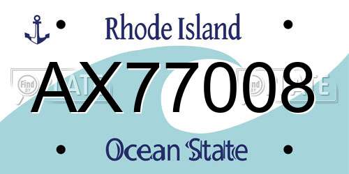 AX77008 Rhode Island License Plate