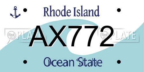 AX772 Rhode Island License Plate