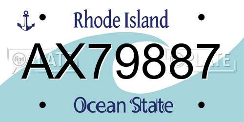 AX79887 Rhode Island License Plate