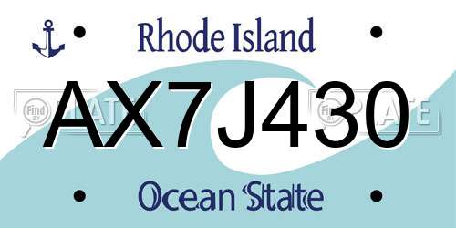 AX7J430 Rhode Island License Plate