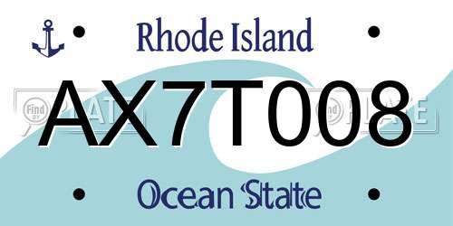 AX7T008 Rhode Island License Plate