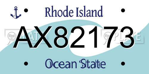 AX82173 Rhode Island License Plate