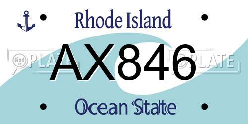 AX846 Rhode Island License Plate