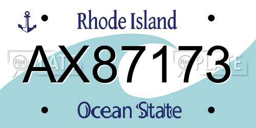 AX87173 Rhode Island License Plate
