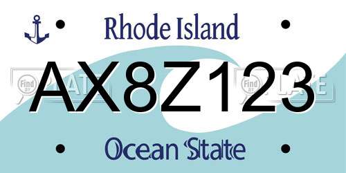 AX8Z123 Rhode Island License Plate