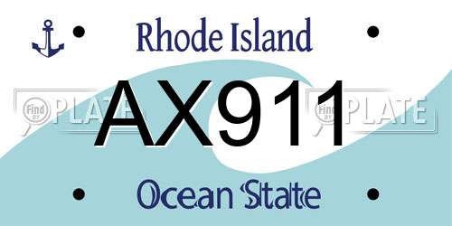 AX911 Rhode Island License Plate