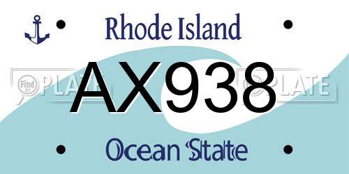 AX938 Rhode Island License Plate