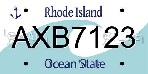 AXB7123 Rhode Island License Plate