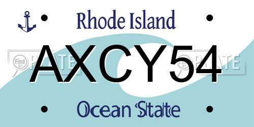 AXCY54 Rhode Island License Plate