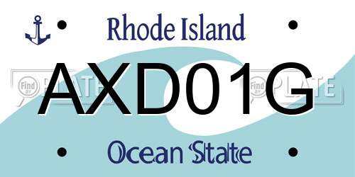 AXD01G Rhode Island License Plate