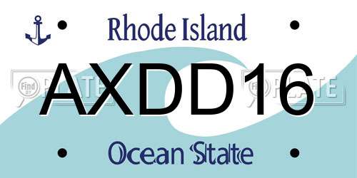 AXDD16 Rhode Island License Plate