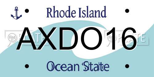 AXDO16 Rhode Island License Plate