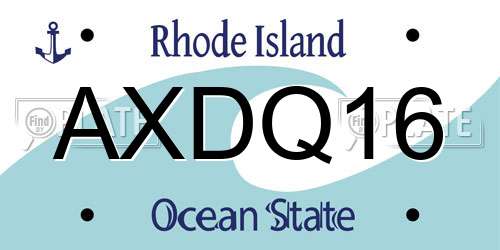 AXDQ16 Rhode Island License Plate