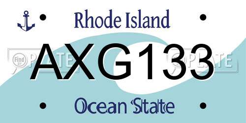 AXG133 Rhode Island License Plate