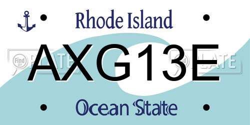 AXG13E Rhode Island License Plate