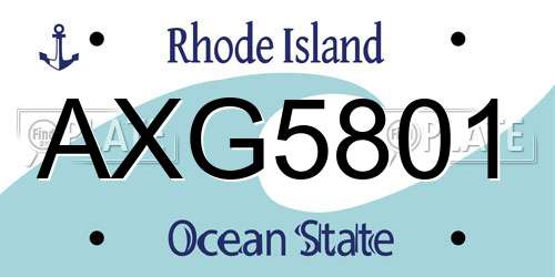 AXG5801 Rhode Island License Plate