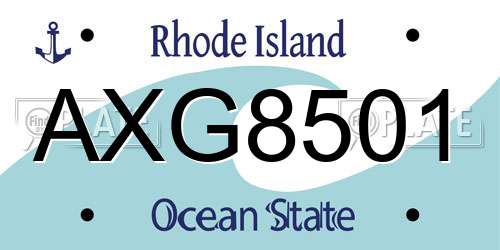 AXG8501 Rhode Island License Plate