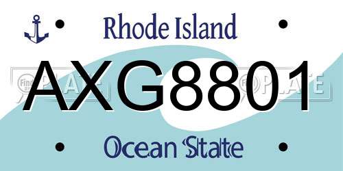 AXG8801 Rhode Island License Plate