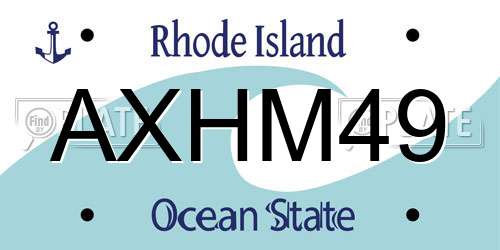 AXHM49 Rhode Island License Plate