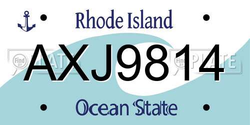 AXJ9814 Rhode Island License Plate