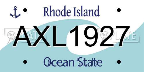 AXL1927 Rhode Island License Plate