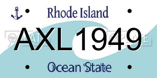 AXL1949 Rhode Island License Plate