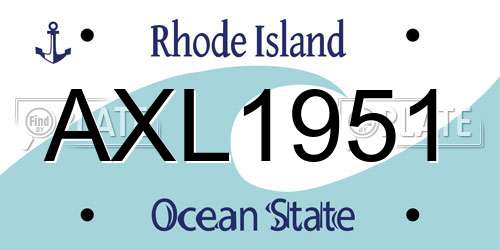AXL1951 Rhode Island License Plate