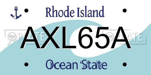 AXL65A Rhode Island License Plate