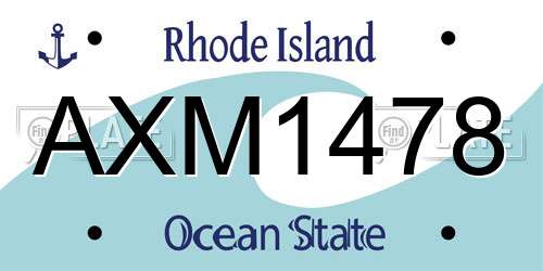 AXM1478 Rhode Island License Plate