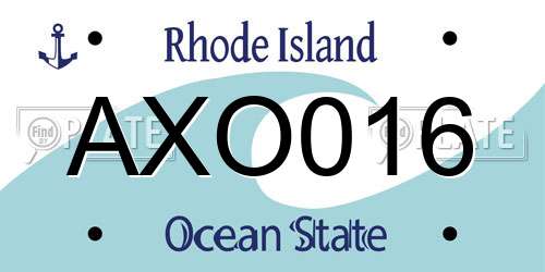 AXO016 Rhode Island License Plate