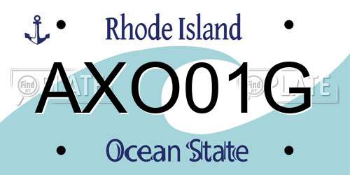 AXO01G Rhode Island License Plate