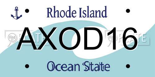AXOD16 Rhode Island License Plate