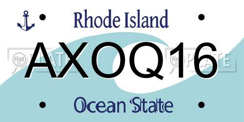 AXOQ16 Rhode Island License Plate