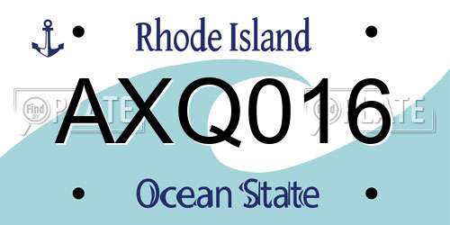 AXQ016 Rhode Island License Plate