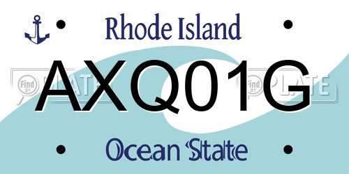 AXQ01G Rhode Island License Plate