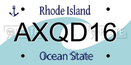 AXQD16 Rhode Island License Plate