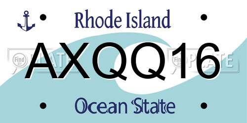 AXQQ16 Rhode Island License Plate