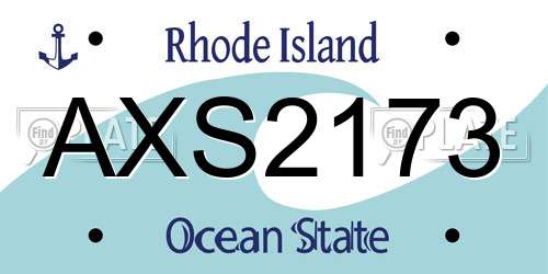 AXS2173 Rhode Island License Plate