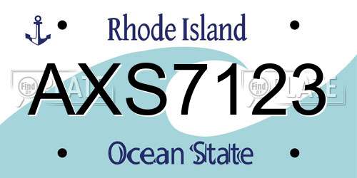 AXS7123 Rhode Island License Plate