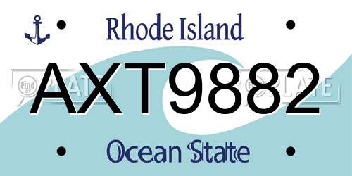 AXT9882 Rhode Island License Plate
