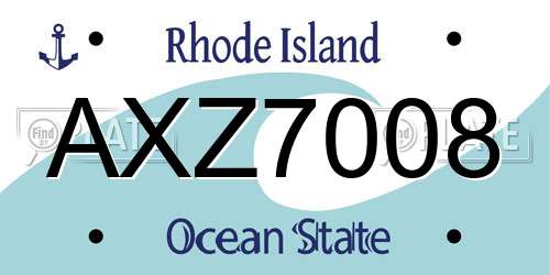 AXZ7008 Rhode Island License Plate