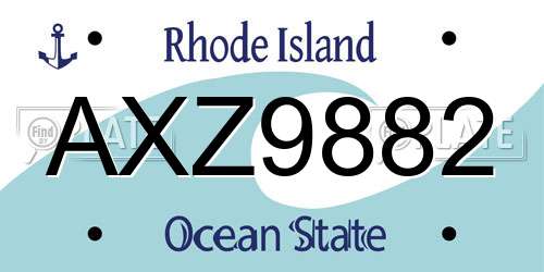 AXZ9882 Rhode Island License Plate