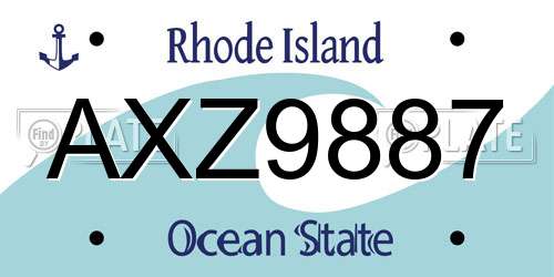 AXZ9887 Rhode Island License Plate