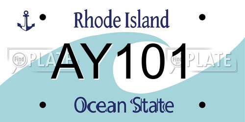 AY101 Rhode Island License Plate
